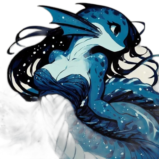 dragon, creature, mask, fantasy art, concept art, watercolor, comic book art, underwater transparent PNG cut-out