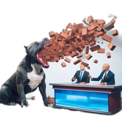 animal, furniture, large, dog, prepares, devour, pile, bricks transparent PNG cut-out