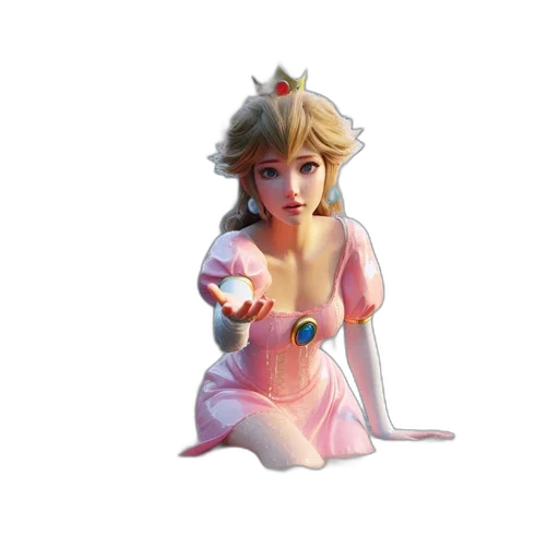 dress, crown, staff, jewelry, 3d render, concept art, pixel art, fantasy art transparent PNG cut-out