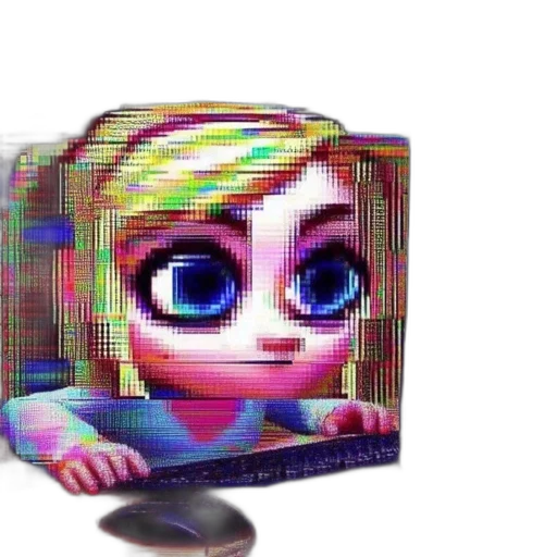 robot, face, creature, mask, vaporwave, pixel art, 3d render, anime transparent PNG cut-out