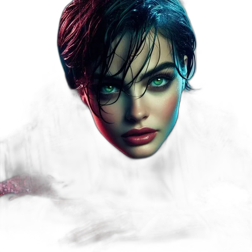 face, mask, creature, photorealistic, concept art, fantasy art, comic book art, neon lights transparent PNG cut-out