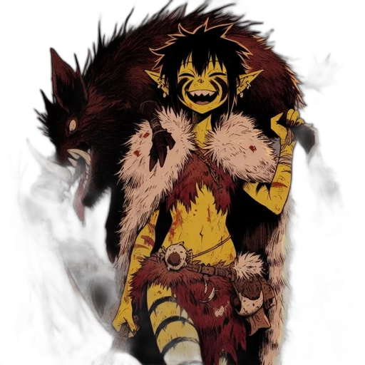 creature, mask, staff, animal, concept art, fantasy art, comic book art, watercolor transparent PNG cut-out