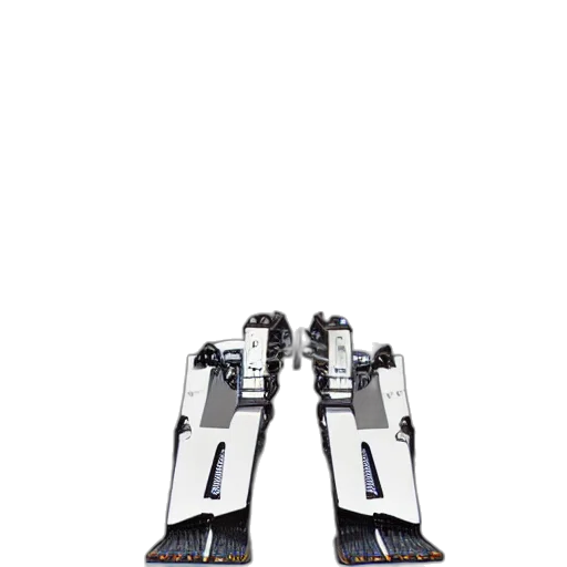 robot, shoes, weapon, staff, 3d render, concept art, cyberpunk, outer space transparent PNG cut-out