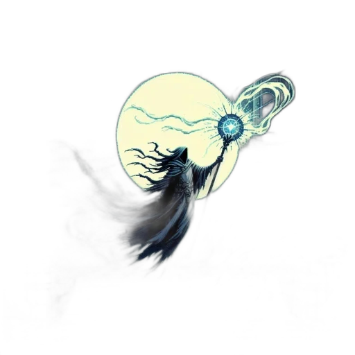 mask, staff, dragon, creature, concept art, fantasy art, anime, watercolor transparent PNG cut-out