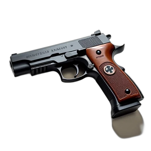 weapon, 3d render, close-up, image, black, handgun, silver, slide transparent PNG cut-out