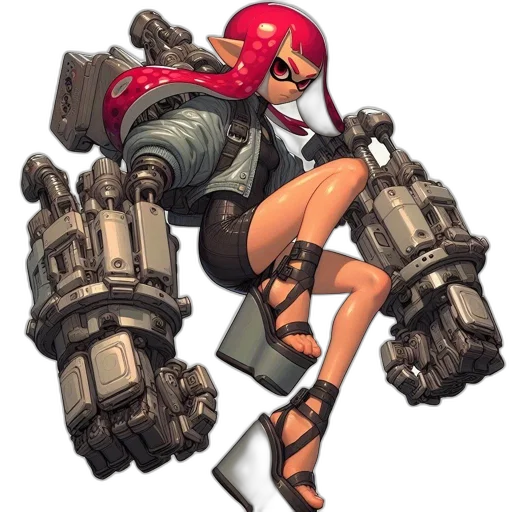 robot, weapon, concept art, comic book art, cyberpunk, pixel art, animated, female transparent PNG cut-out