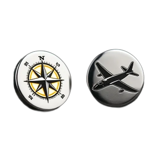 jewelry, 3d render, pair, silver, cufflinks, gold, center, black transparent PNG cut-out