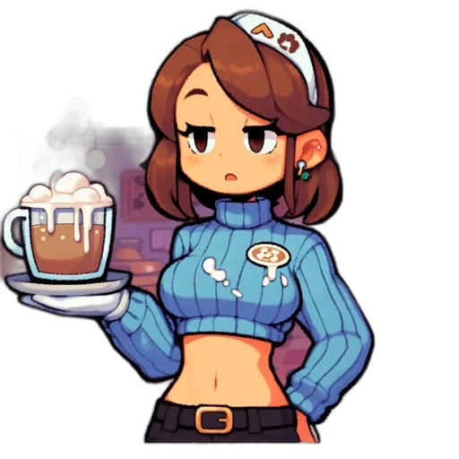 robot, jacket, pixel art, concept art, cartoon, anime, blue, pastel transparent PNG cut-out