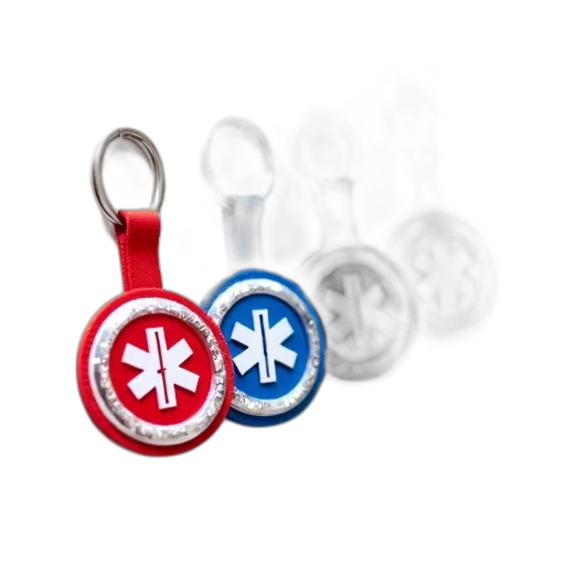 jewelry, set, four, different, colored, keychains, medical, symbol transparent PNG cut-out