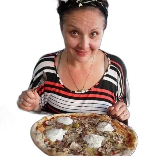 food, face, staff, woman, striped, shirt, about, enjoy transparent PNG cut-out