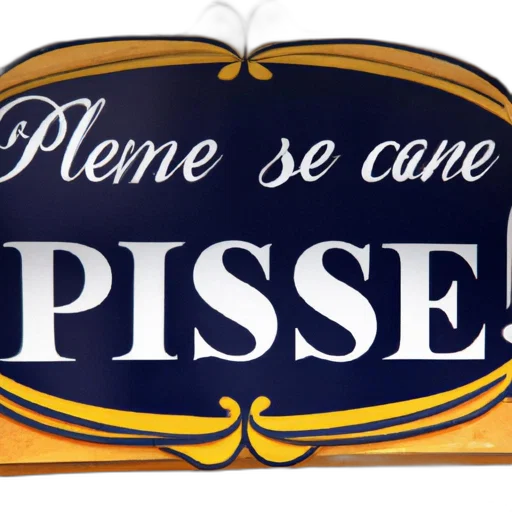 image, displays, blue, sign, white, lettering, reads, plsme transparent PNG cut-out