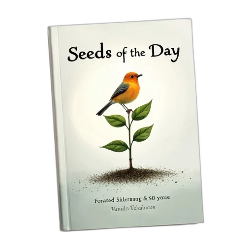 cover, book, titled, seeds, day, stylized, illustration, seedling transparent PNG cut-out