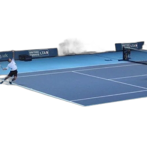 3d render, concept art, fog, tennis, player, serves, blue, court transparent PNG cut-out