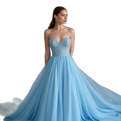 dress, photorealistic, blue, pastel transparent PNG cut-out
