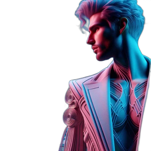 jacket, cyberpunk, concept art, vaporwave, 3d render, neon lights, pastel, neon transparent PNG cut-out