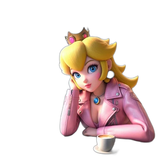 crown, dress, staff, robot, 3d render, vaporwave, concept art, pixel art transparent PNG cut-out