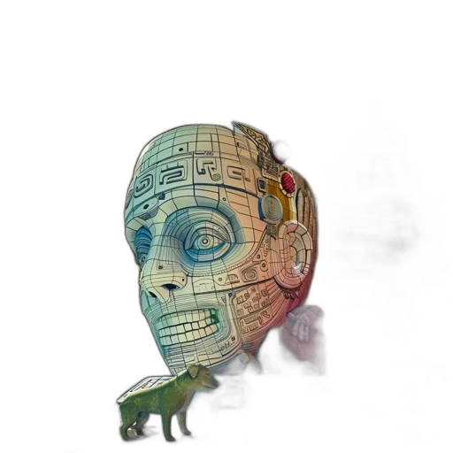 robot, mask, face, creature, concept art, 3d render, cyberpunk, fantasy art transparent PNG cut-out