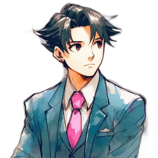 staff, face, jacket, watercolor, anime, cartoon, pixel art, pastel transparent PNG cut-out