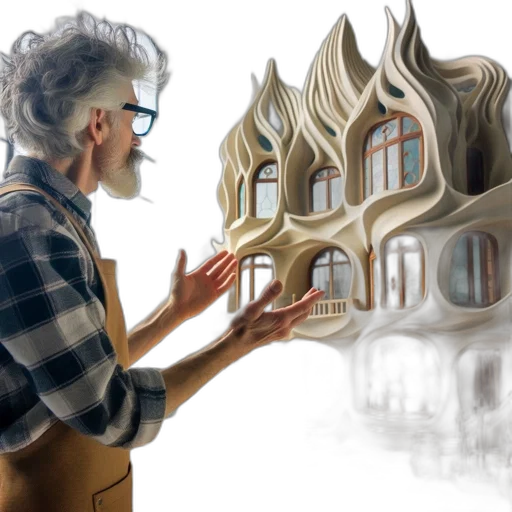 concept art, watercolor, 3d render, photorealistic, city street, fog, fire, elderly transparent PNG cut-out