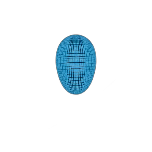 mask, hat, face, hair, 3d render, pixel art, blue, stylized transparent PNG cut-out