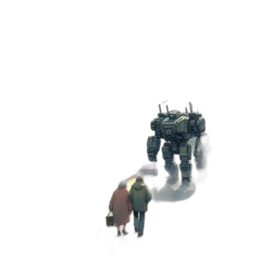 robot, creature, animal, weapon, concept art, 3d render, pixel art, watercolor transparent PNG cut-out