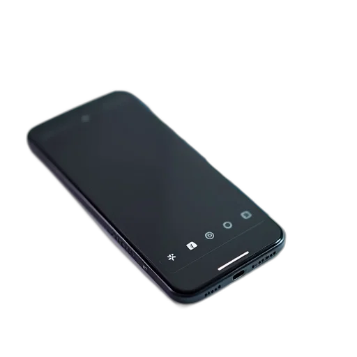 black, modern, smartphone, touchscreen, display, physical, keypad, lying transparent PNG cut-out