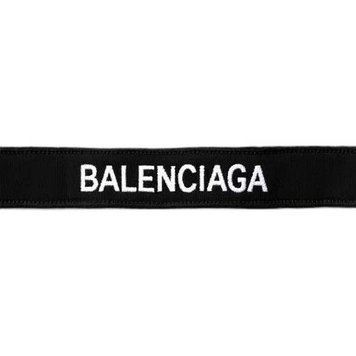 black, fabric, strip, word, balenciaga, embroidered, white, letters transparent PNG cut-out