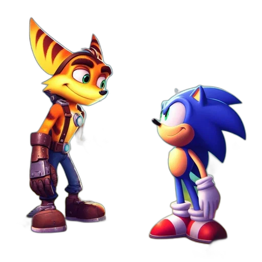 concept art, 3d render, pixel art, fantasy art, two, animated, characters, fox-like transparent PNG cut-out
