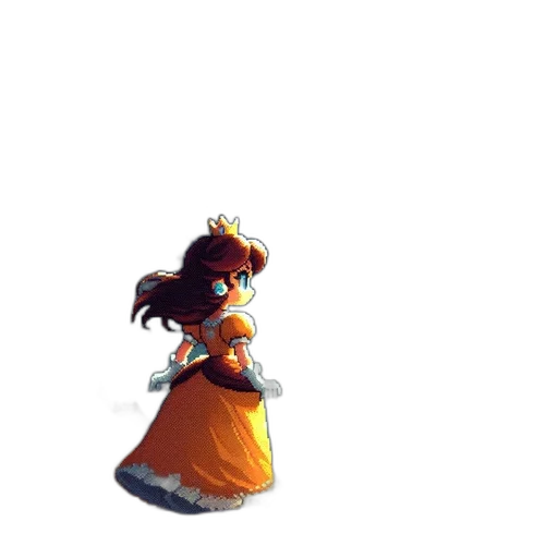 dress, crown, staff, weapon, pixel art, concept art, 3d render, fantasy art transparent PNG cut-out