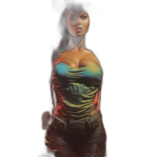 dress, concept art, fantasy art, comic book art, 3d render, fire, fog, outer space transparent PNG cut-out