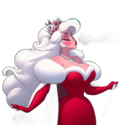 dress, crown, staff, hair, concept art, cartoon, 3d render, fantasy art transparent PNG cut-out