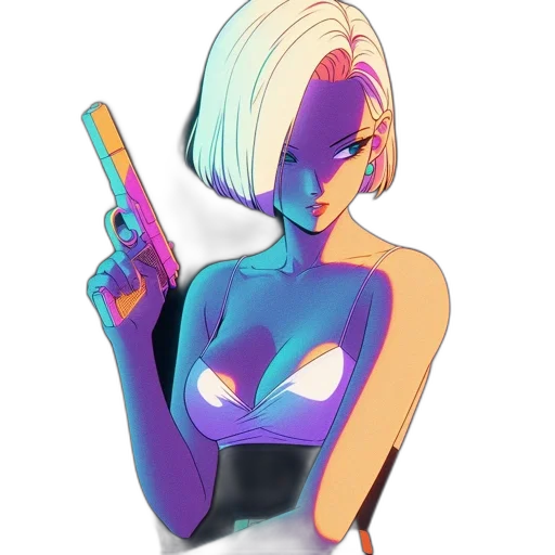 staff, weapon, robot, dress, concept art, pixel art, cyberpunk, vaporwave transparent PNG cut-out