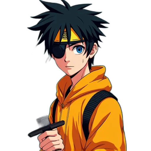 staff, jacket, weapon, sword, anime, pixel art, cartoon, comic book art transparent PNG cut-out
