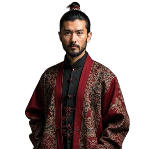 staff, jacket, dragon, face, photorealistic, red, chinese, men transparent PNG cut-out