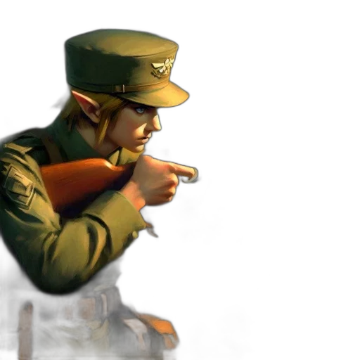 weapon, staff, hat, jacket, concept art, photorealistic, 3d render, pixel art transparent PNG cut-out