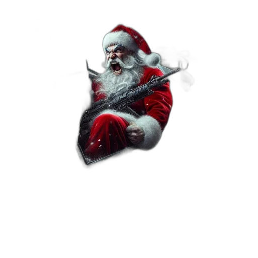 concept art, pixel art, photorealistic, 3d render, santa, claus, depicted, unconventional transparent PNG cut-out