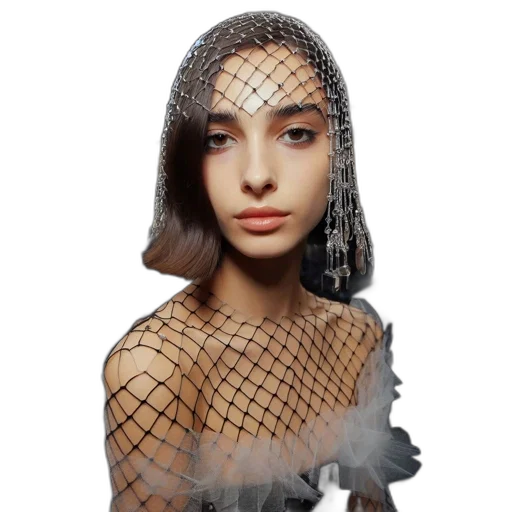 hat, jewelry, hair, dress, photorealistic, 3d render, fantasy art, cartoon transparent PNG cut-out