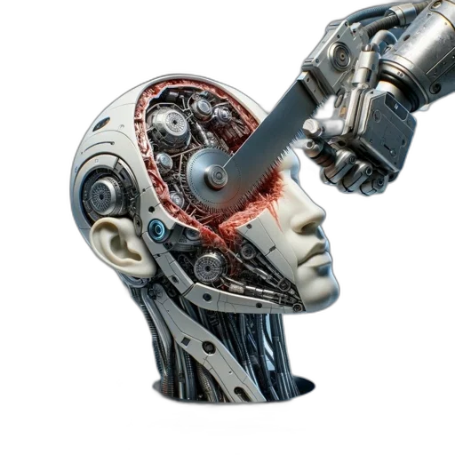 robot, face, cyberpunk, 3d render, concept art, open, metallic, humanoid transparent PNG cut-out