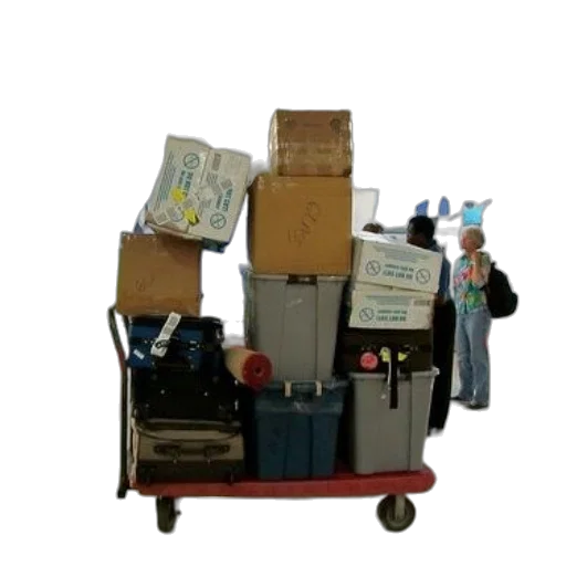 staff, furniture, robot, luggage, cart, boxes, suitcases, airport transparent PNG cut-out
