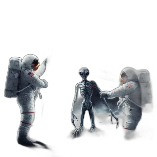 robot, creature, concept art, pixel art, comic book art, fantasy art, outer space, fog transparent PNG cut-out