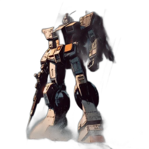 robot, weapon, concept art, fantasy art, 3d render, watercolor, golden, monochrome transparent PNG cut-out