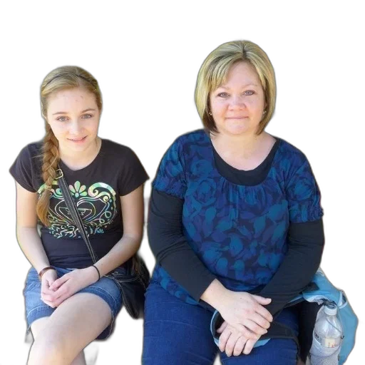 staff, two, women, sit, colorful, bench, front, tree transparent PNG cut-out