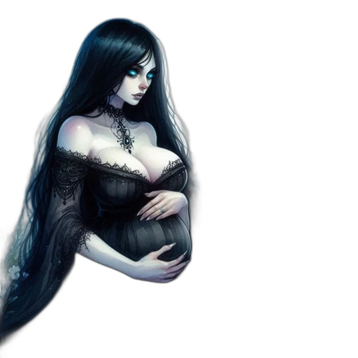 hair, dress, mask, fantasy art, concept art, pixel art, 3d render, dark transparent PNG cut-out