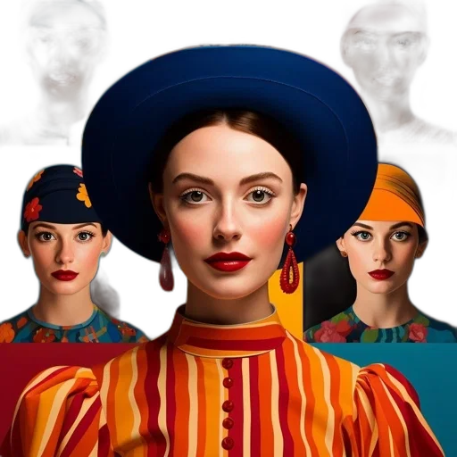 hat, face, jewelry, crown, photorealistic, oil painting, concept art, fantasy art transparent PNG cut-out