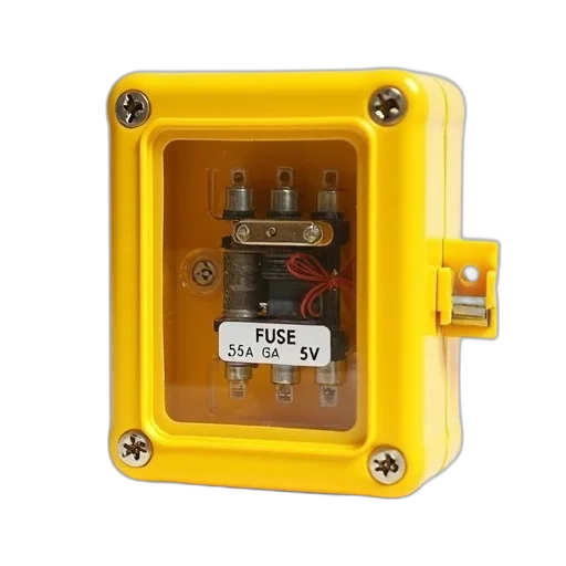 yellow, electrical, fuse, box, clear, plastic, cover, showing transparent PNG cut-out