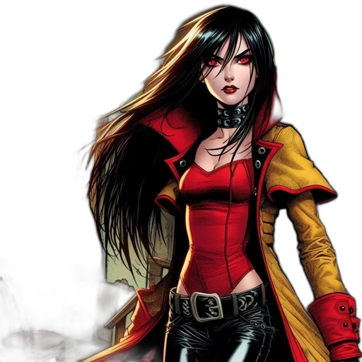 comic book art, concept art, fantasy art, cartoon, red, inside, decrepit, room transparent PNG cut-out