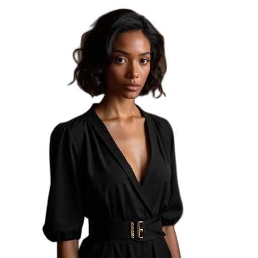 dress, jacket, jewelry, dark transparent PNG cut-out