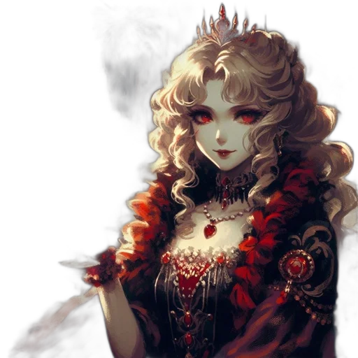 crown, dress, jewelry, fantasy art, concept art, pixel art, photorealistic, red transparent PNG cut-out