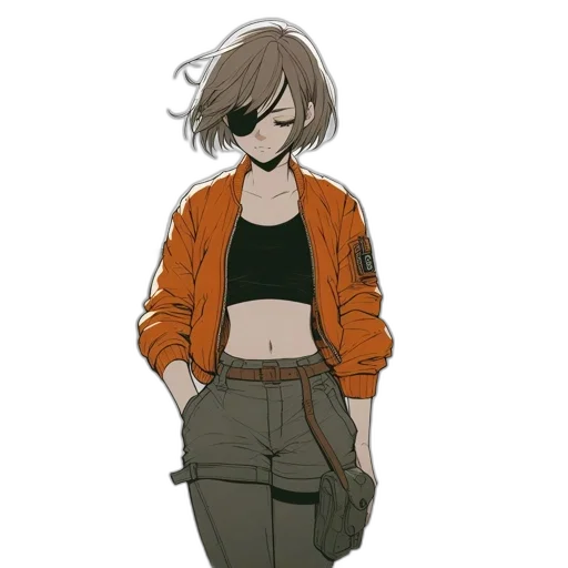 jacket, dress, staff, creature, concept art, pixel art, anime, cartoon transparent PNG cut-out