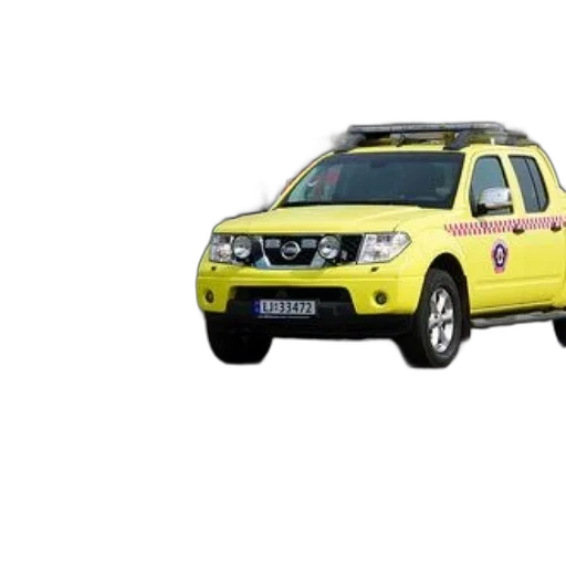 car, 3d render, bright, yellow, nissan, pickup, truck, red transparent PNG cut-out